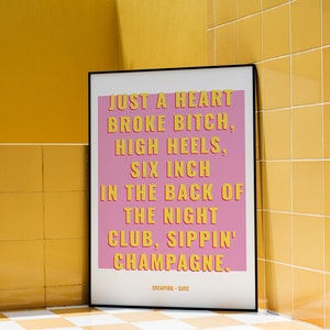 Raye Escapism Lyrics Pink Poster: Modern Typography Print (Digital Download)