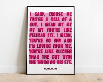 Nicki Minaj Super Bass Lyrics Pink Poster: Modern Typography (Digital Download)