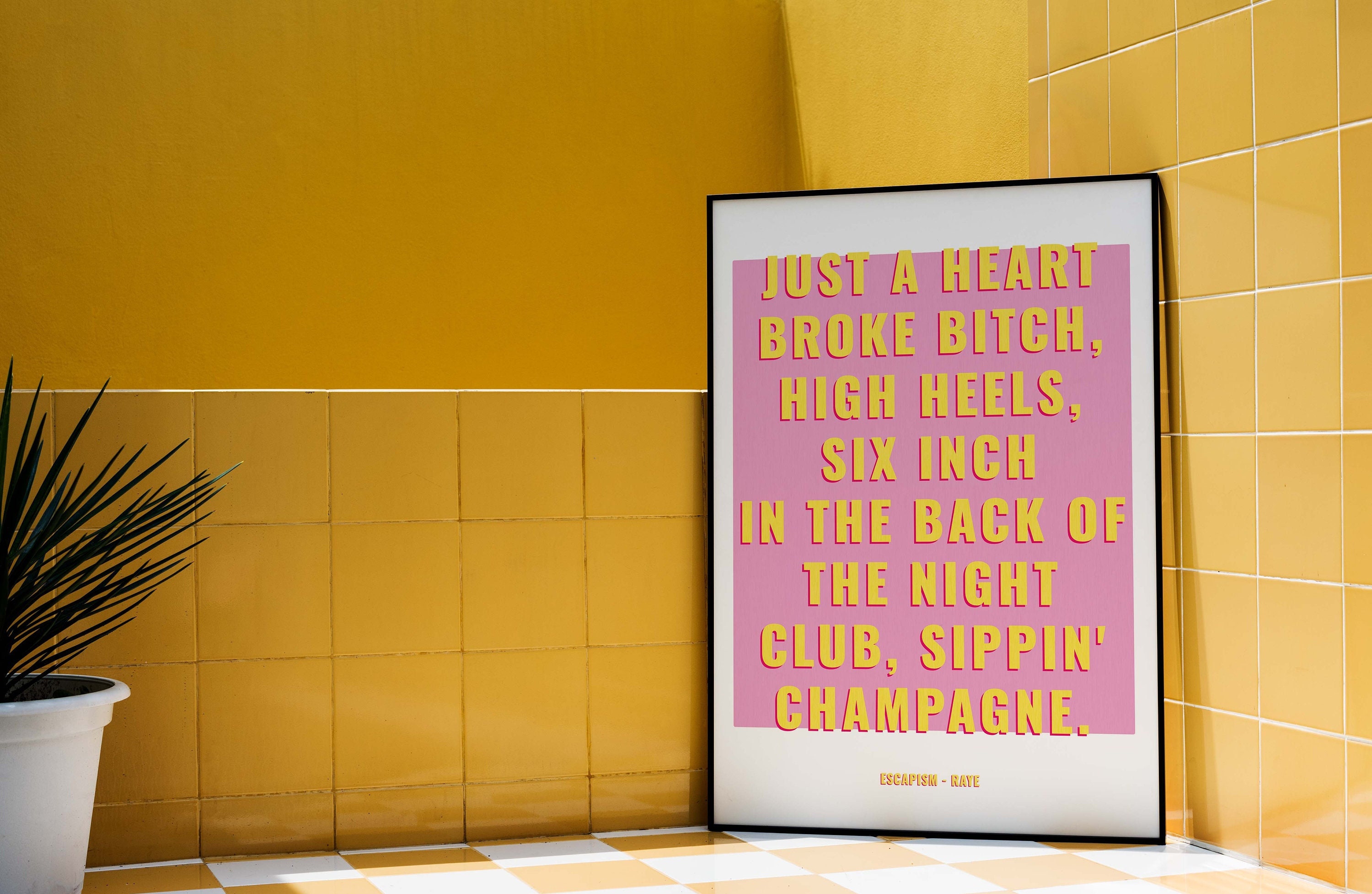 Raye Escapism Lyrics Pink Poster: Modern Typography Print (Digital Download)