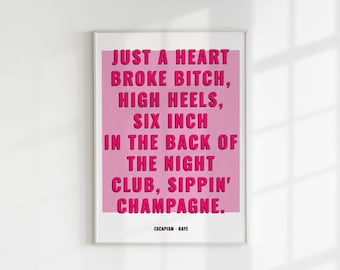 Raye Escapism Lyrics Pink Poster: Modern Typography Print (Digital Download)