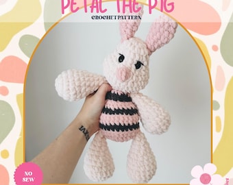 Crochet Petal Pig Pattern | No-Sew Pattern | Beginner Friendly