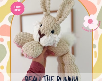 Crochet Bunny Pattern, Low-Sew Rabbit Pattern, Intermediate, Plushie
