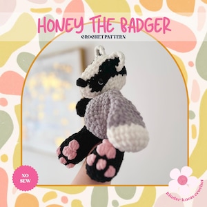 Crochet Pattern Honey the Baby Badger | Easy No-Sew Amigurumi | Beginner-Friendly | Plushie | Lovey | Super-Bulky Yarn