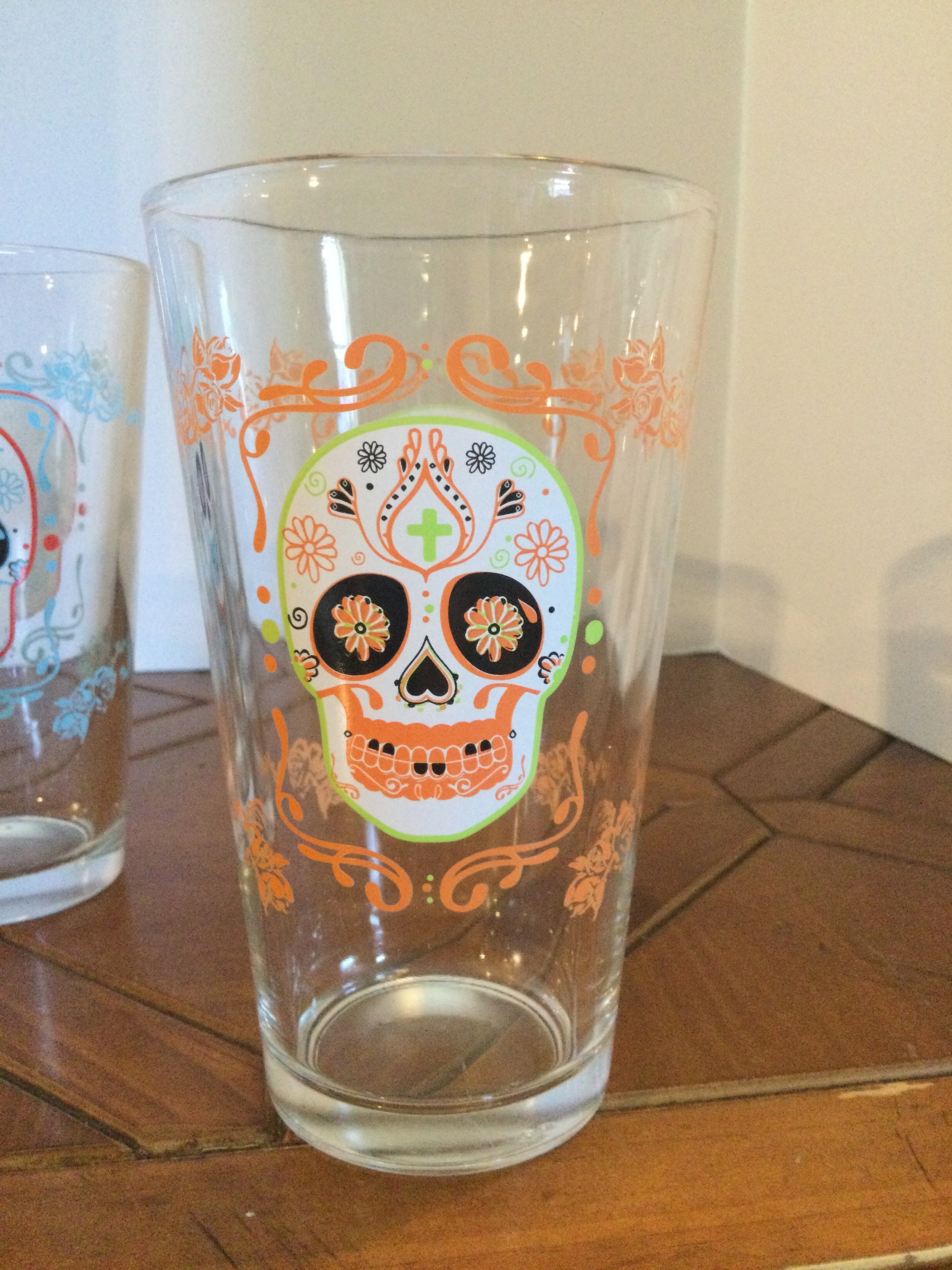 Set of 4 Sugar Skulls Beverage Drinking Glasses Tumblers New Etsy