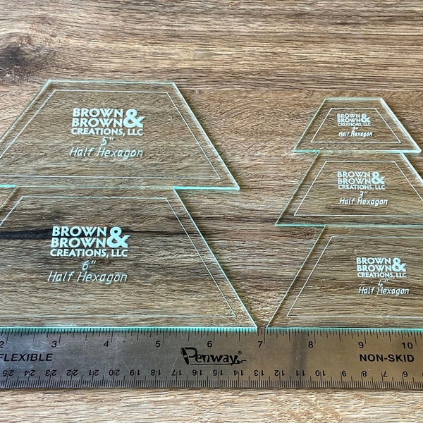 Half Hexagon Quilting Template Set, Quilting Tool, Quilt Template, Made in the USA, Fussy Cutting