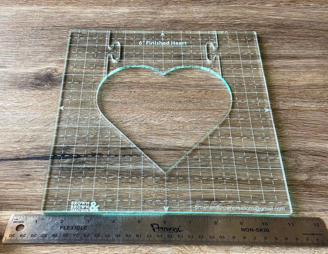 Small Heart Ruler 6 Heart Quilting Ruler, Longarm or Sit Down Quilting, Free Motion, Made ...