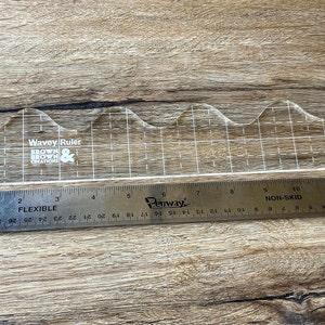 Wavey Quilting Ruler, Longarm or sit down Quilting, Free Motion, Made in the USA, Available for High and Low Shank Machines.