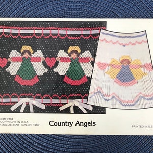 Country Angels Smocking Pattern, Vintage Smocking Plate, Spring Smocking, Easter Smocking, Christmas smocking, Handwork, Christmas Angels