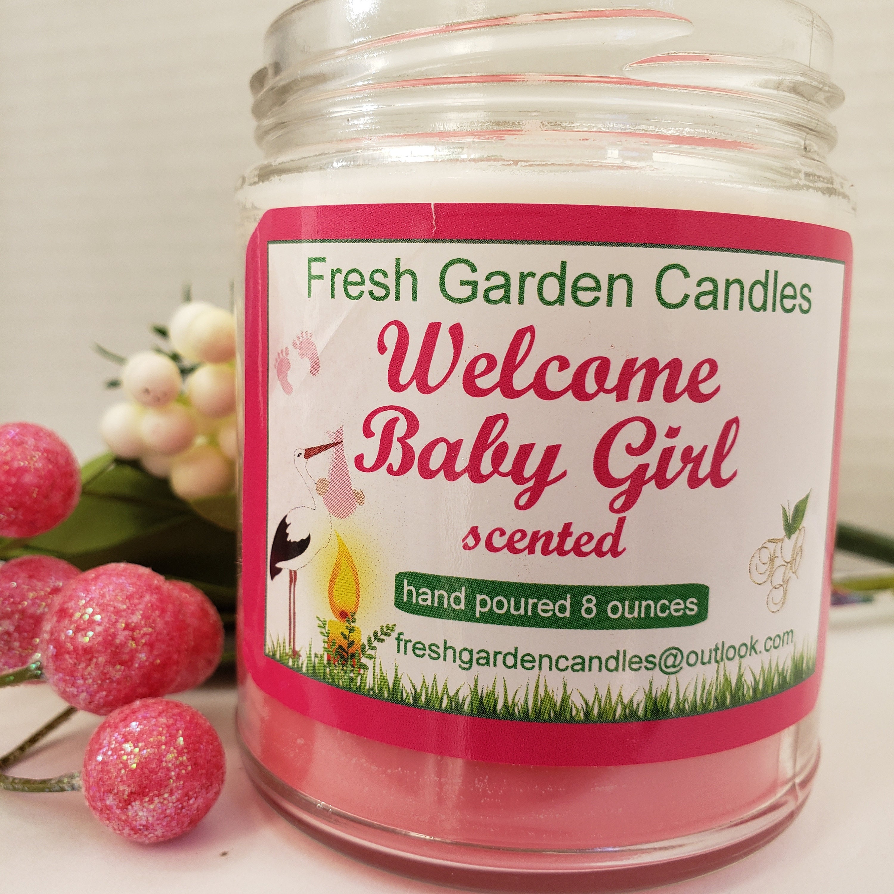 Baby Girl Pink Scented Candle/fun Baby Girl Gift/happy for New Mom Gift