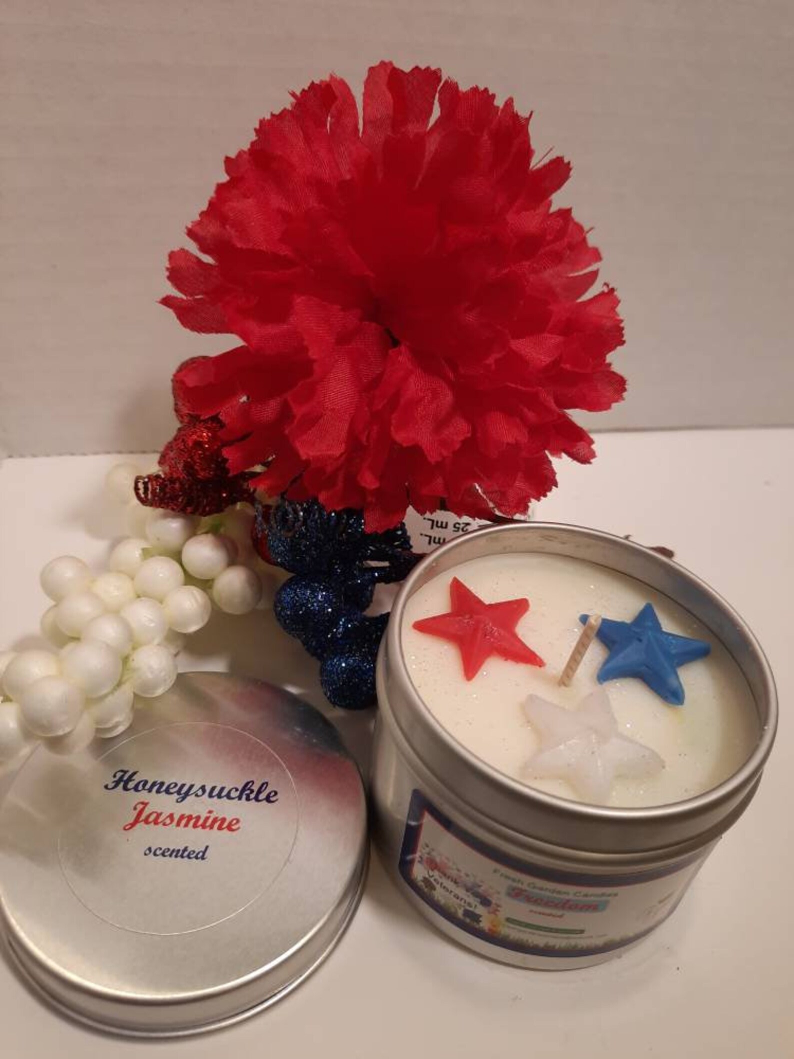 Freedom Candle Scented/usa Candle/red White and Blue Etsy UK
