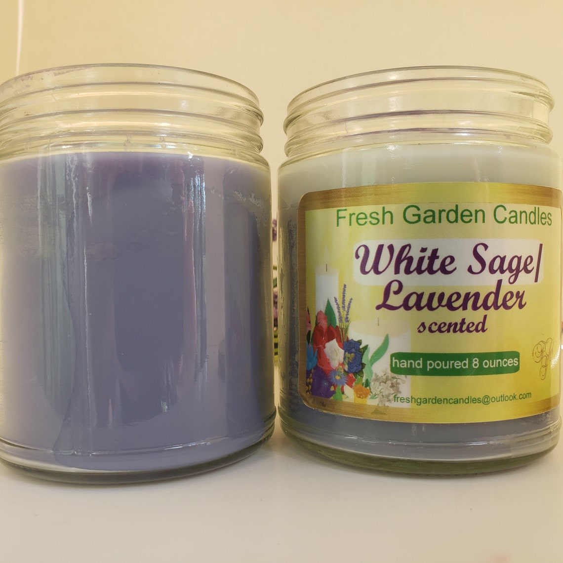 White Sage and Lavender Scented Candle/lavender Candle Gift/ Etsy
