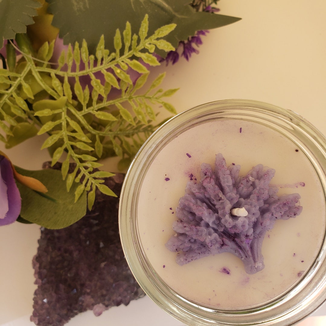 White Sage and Lavender Scented Candle/lavender Candle Gift/ Floral