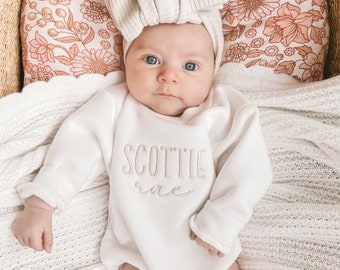 Personalized Embroidered Baby Romper |  Soft Cotton Fleece Bodysuit | Unisex Infant Gift