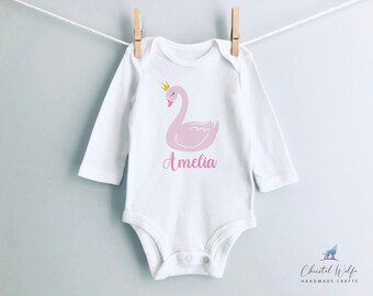 1pc baby kids girls twins clothes baby bodysuit jumpers  swan baby shower gift 