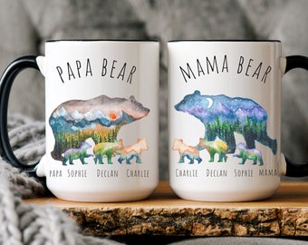 Personalized Mama Bear Mug: Custom Family Ceramic Coffee Mug