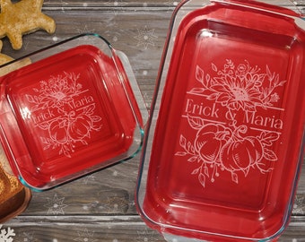 Personalized 9x13 Pyrex Dish, With Red Lid