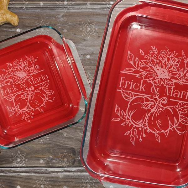 Personalized 9x13 Pyrex Dish, With Red Lid