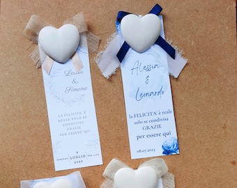 Wedding bookmark with chalk scented heart placeholder