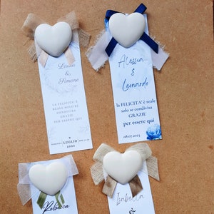Wedding bookmark with chalk scented heart placeholder