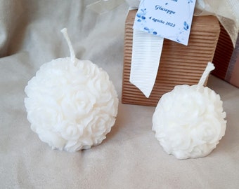 Bougies sphériques roses parfumées en cire de palme, espace réservé pour faveur de mariage