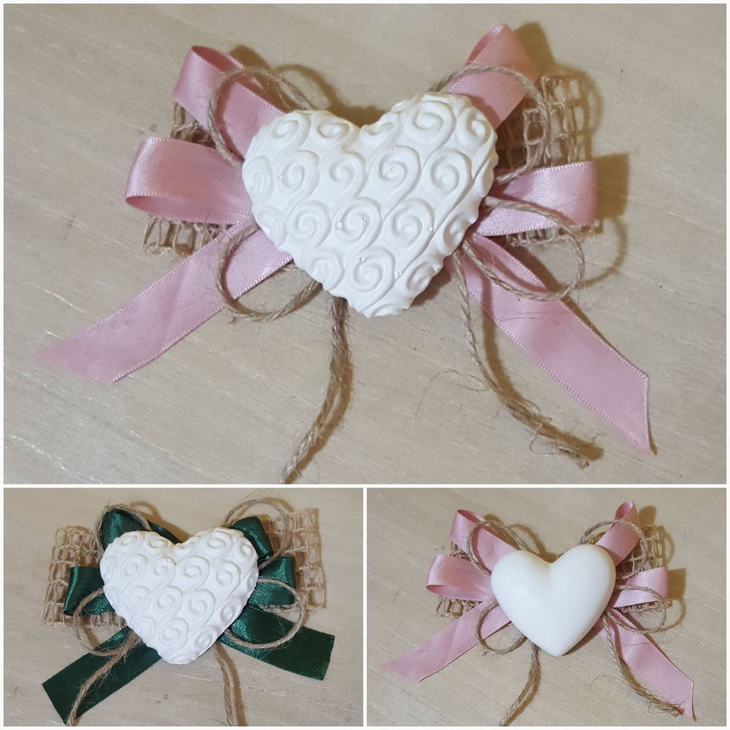 Scented CHALKS placeholder heart with ribbon bomboniere wedding 