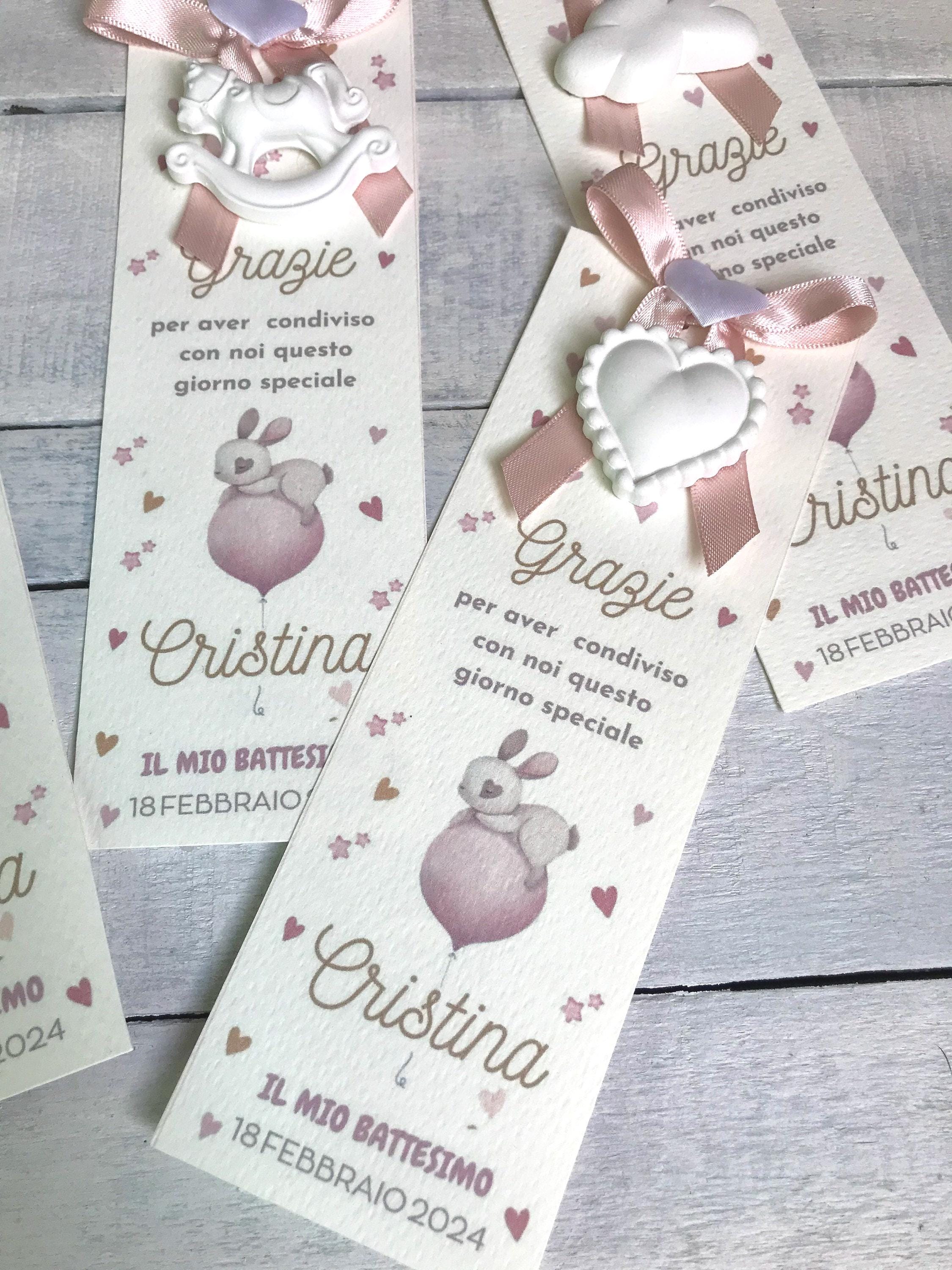 BOOKMARK BAPTISM and birth with scented chalks placeholder wedding favor