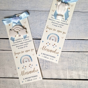 Baptism and birth bookmark with scented chalk placeholder favor