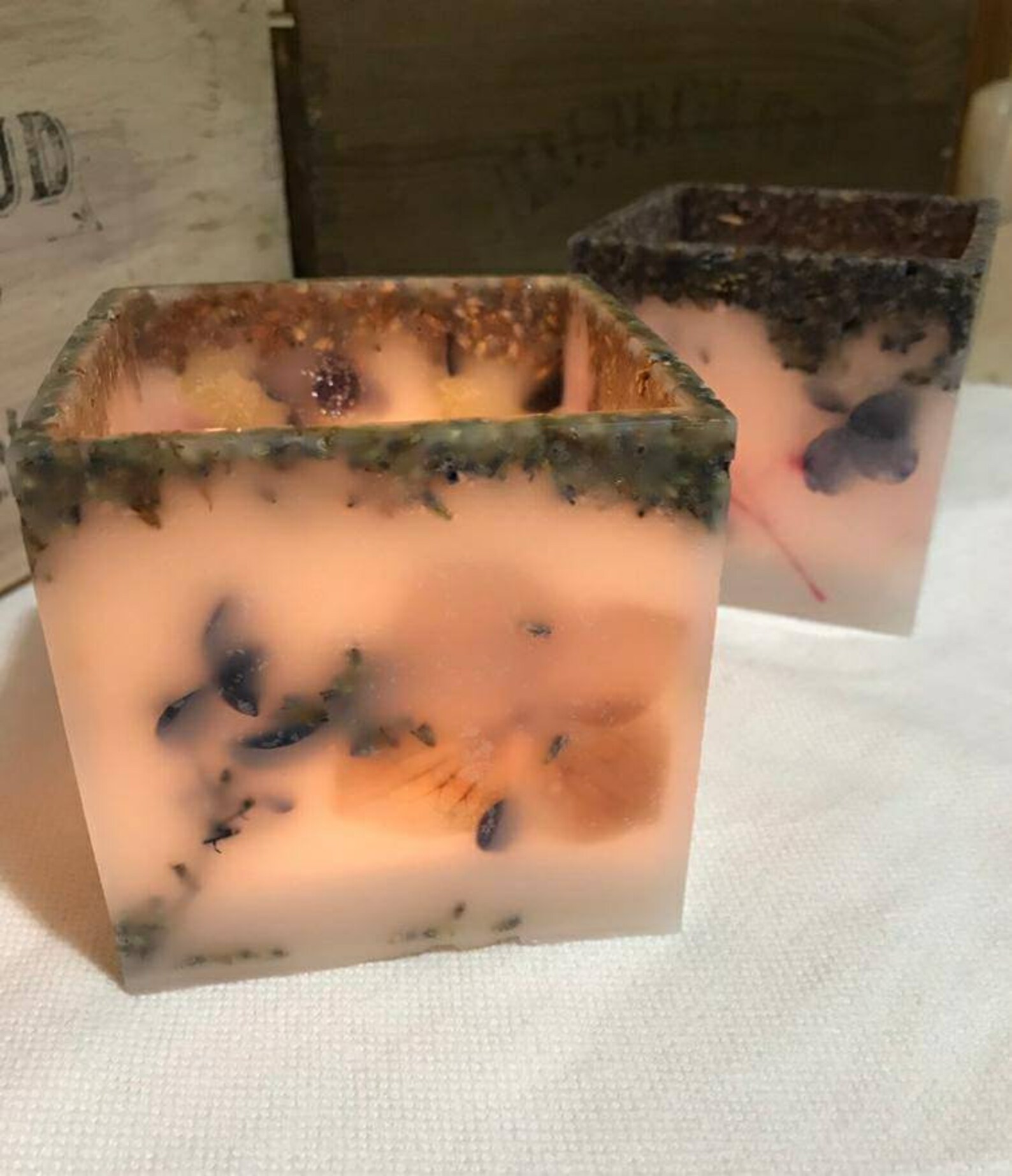 Wax candle holder lantern decorated with lavender flowers and Etsy