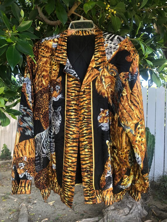 Vintage Silk Animal Print Bomber
