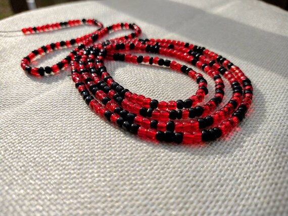 Red and black waist beads hotsell