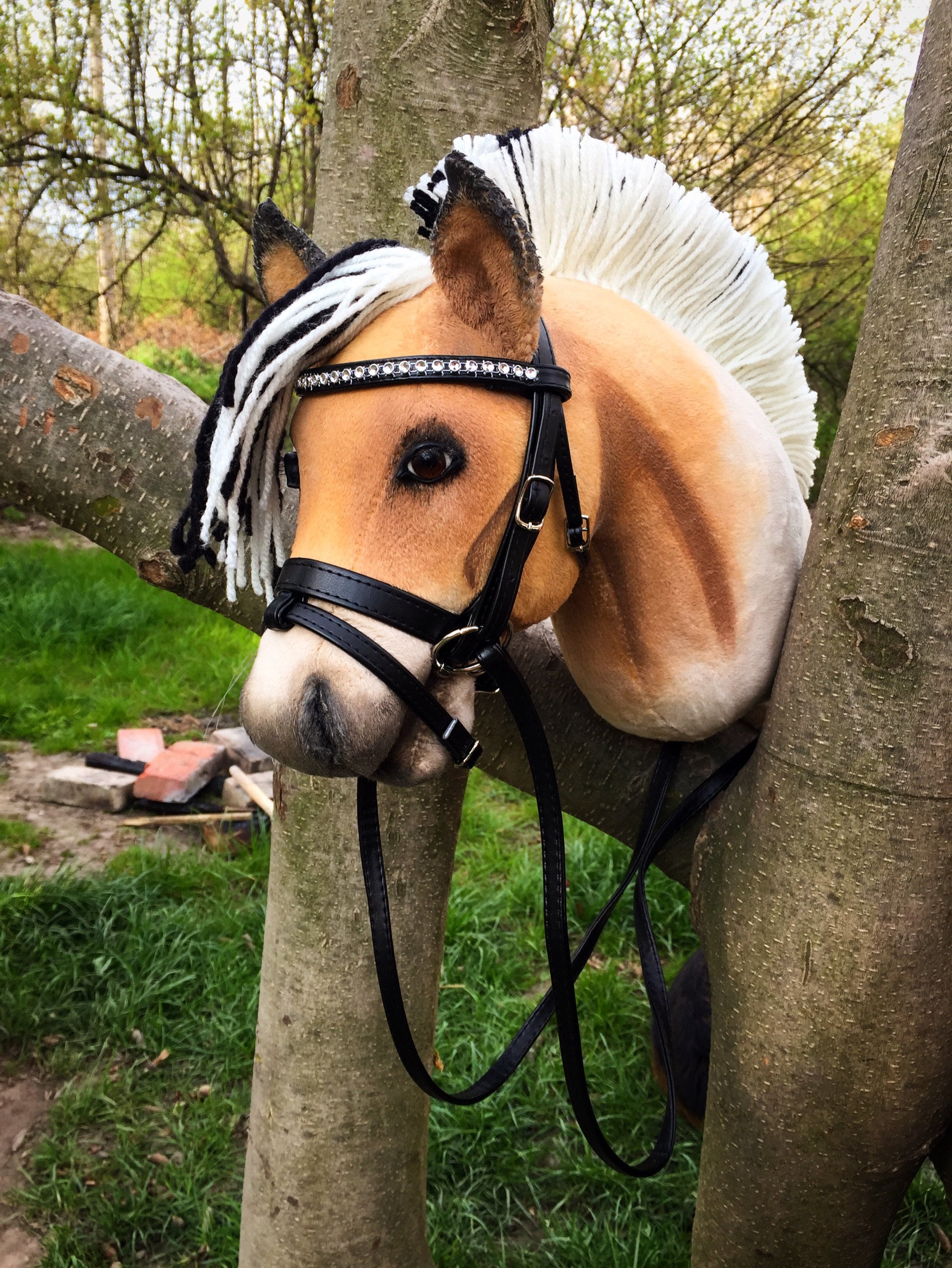 Beautiful Realistic Fjord Hobbyhorse, Horse Toy for Ternagers and