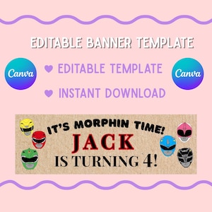 Power Rangers Birthday Banner | Editable Template (Digital Download)
