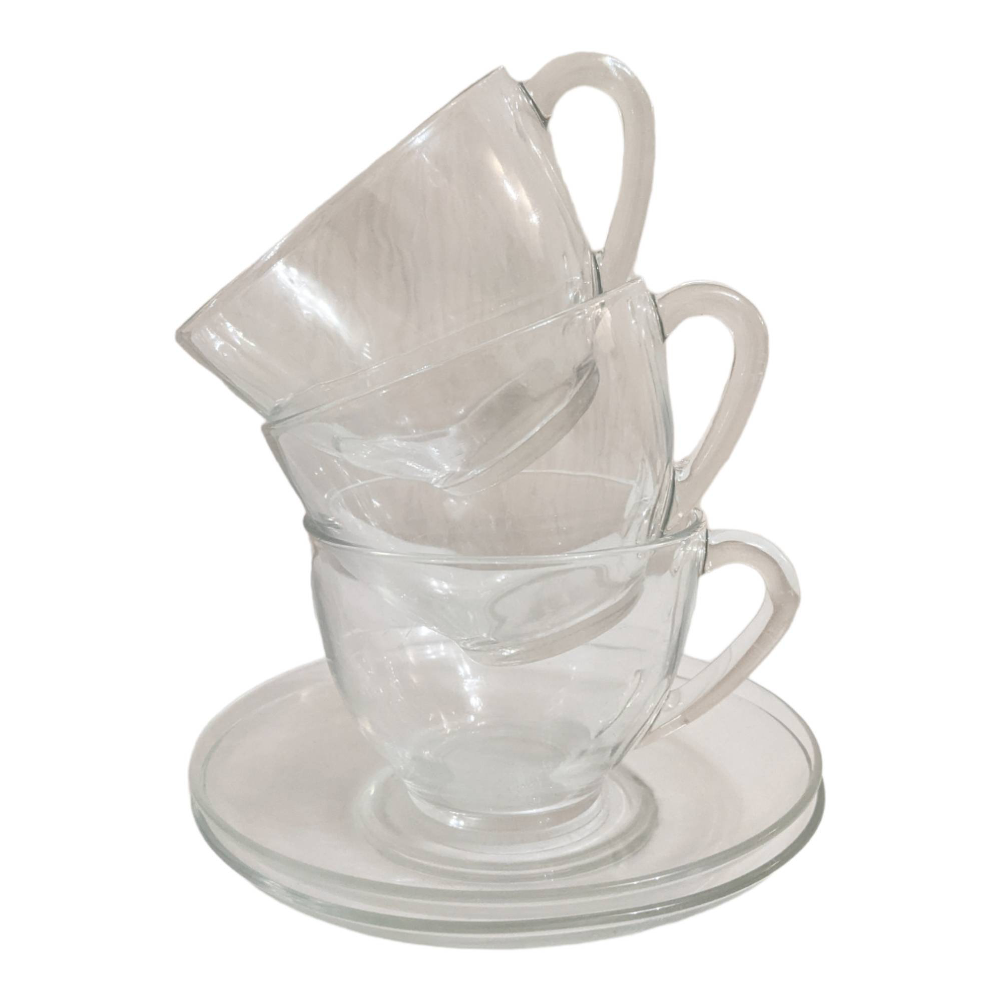 Vintage Arcoroc Glass Tea Cups & Saucers Etsy