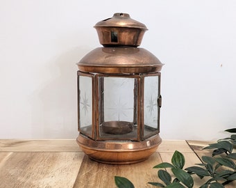 Vintage Copper & Glass Celestial Lantern