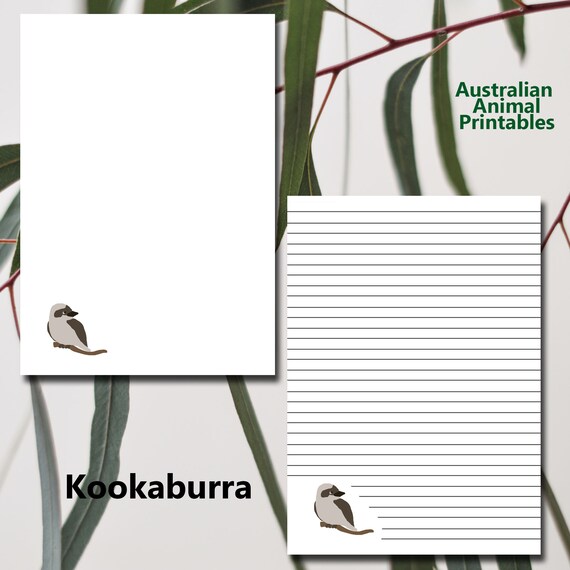 Bush Baby Series Kookaburra. Printable letter paper stationery