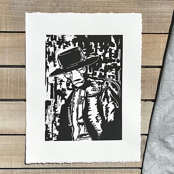 Handmade CAD BANE Linocut Print - 8.5"x11" for Star Wars Fans and Collectors, Gift Father, Gift Boyfriend, Wall Art, Original Artwork