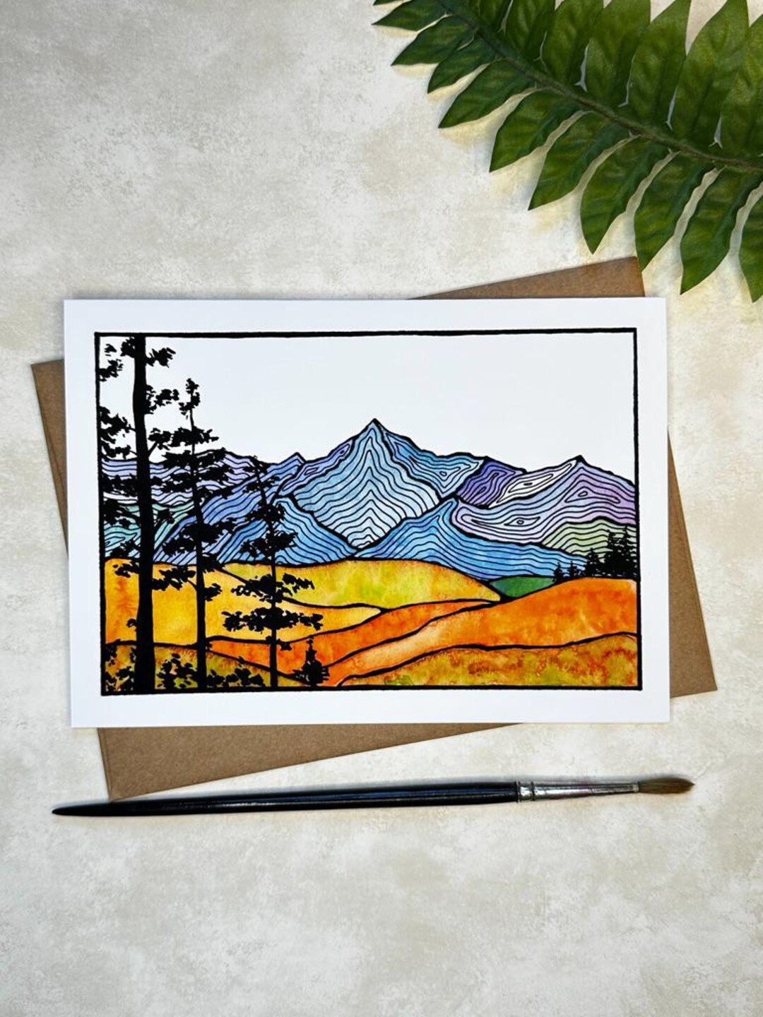 Watercolor Greeting Card – Colorado Mountain Landscape – Blank Inside ...