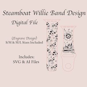 Steamboat Digital File Watch Band, Smart Watch, digitale Datei, lasergraviert, glowforge geprüft, Unikat, Silikon, personalisiertes Svg