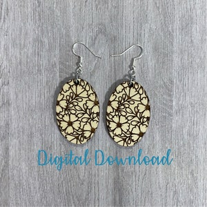 Floral Earring Design, SVG file, laser engraved, personalized, glowforge tested