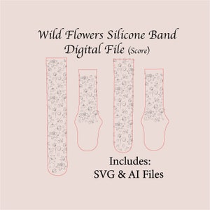 Plik paska zegarka Wildflowers Score DIGITAL, SVG, PLIK cyfrowy, grawerowany laserowo, testowany przez glowforge, unikalny, projekty niestandardowe, najlepsze pliki