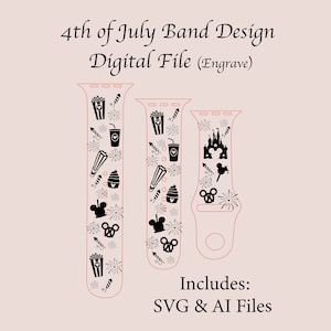 4th of Juli Imagination Snacks Digital File Uhrenarmband, Datei, lasergraviert, glowforge getestet, Unikat, Silikon, personalisiert svg