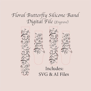 Hand-drawn Flower Watchband File, SVG, Digital Cut File, Band Design, Laser Engraved, Watch Band, Unique, glowforge tested