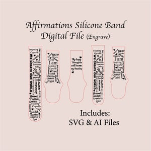Affirmations  Smart Watchband File, SVG, Digital Cut File, Band Design, Laser Engraved, Watch Band, Unique, glowforge tested.