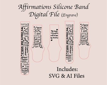 Affirmations Smart Armband Datei, SVG, Digital geschnittene Datei, Band Design, Laser graviert, Uhrenarmband, Unikat, glowforge getestet.
