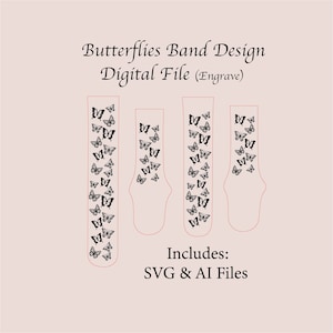 Schmetterlinge digitale Datei Uhr Band, intelligente Uhr, digitale Datei, Laser graviert, Glühen schmiede getestet, einzigartig, Silikon, personalisierte Svg