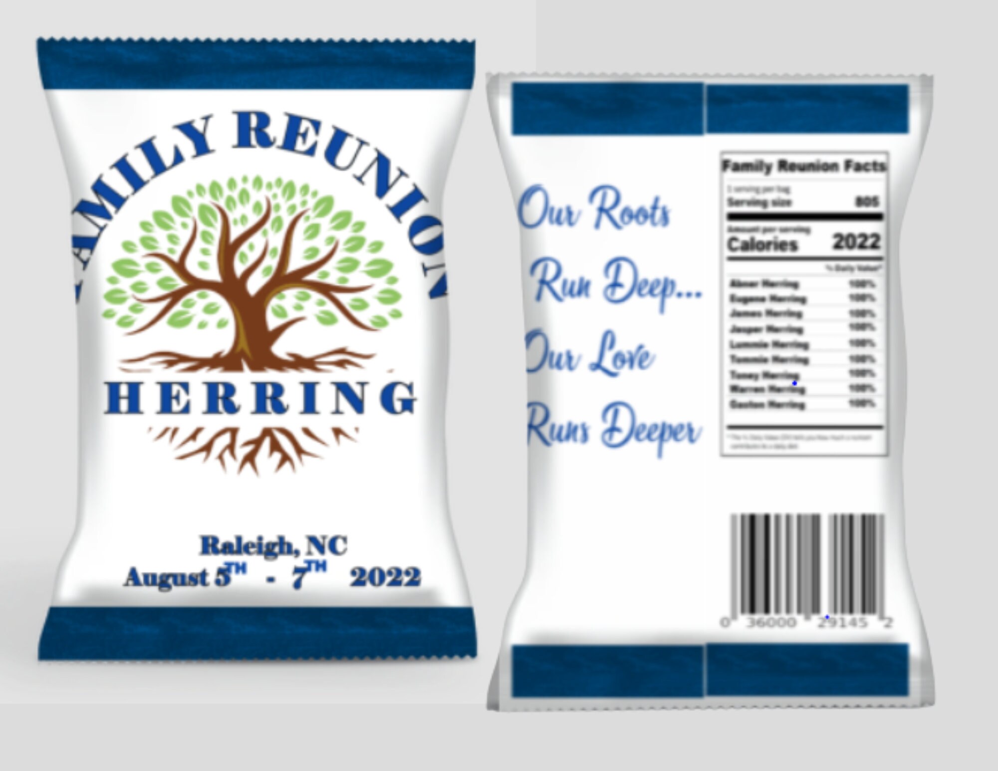 Family Reunion Favor Bagscustom Chip Etsy