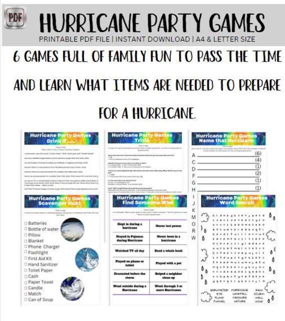 Hurricane Party Games Hurricane Party Hurricane Games for Etsy