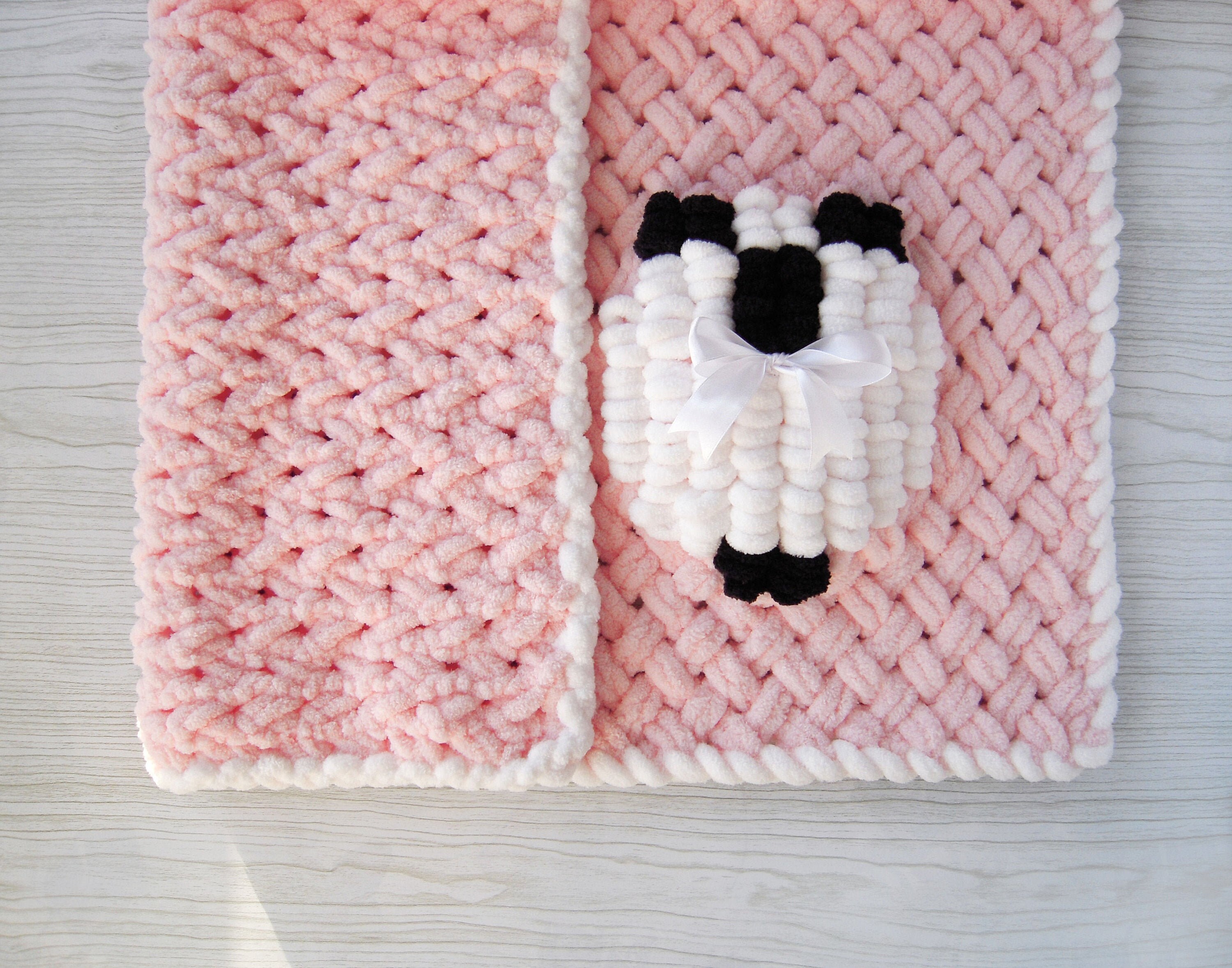 Sheep blanket Knit baby blanket with sheep Etsy