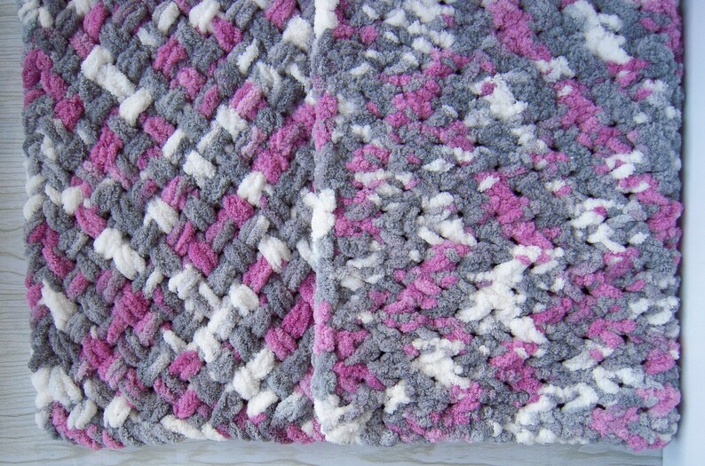 Loopity loop baby blanket Purple and gray hand knit blanket Etsy