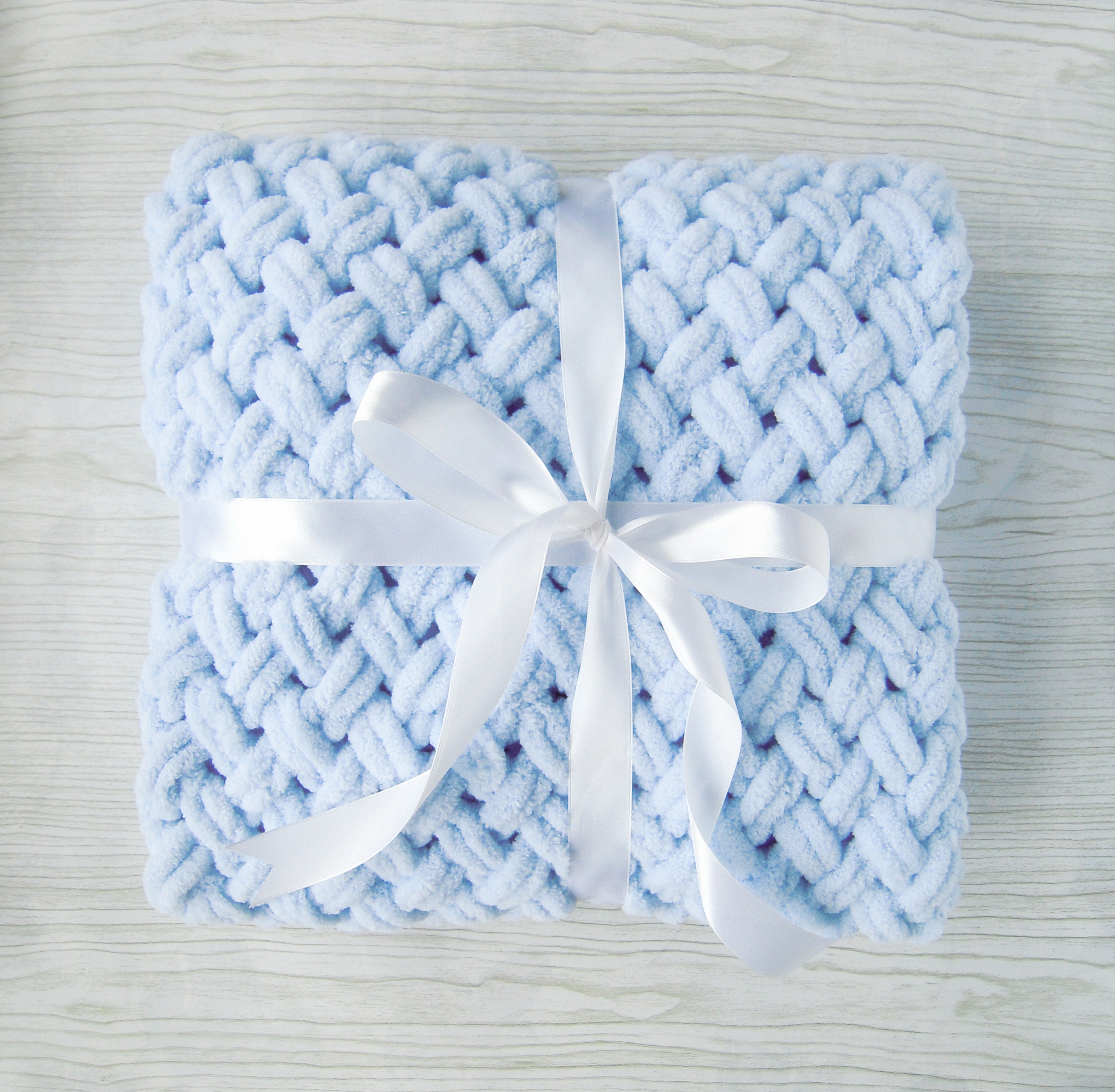Knit baby blanket Sky blue hand knit blanket custom Etsy